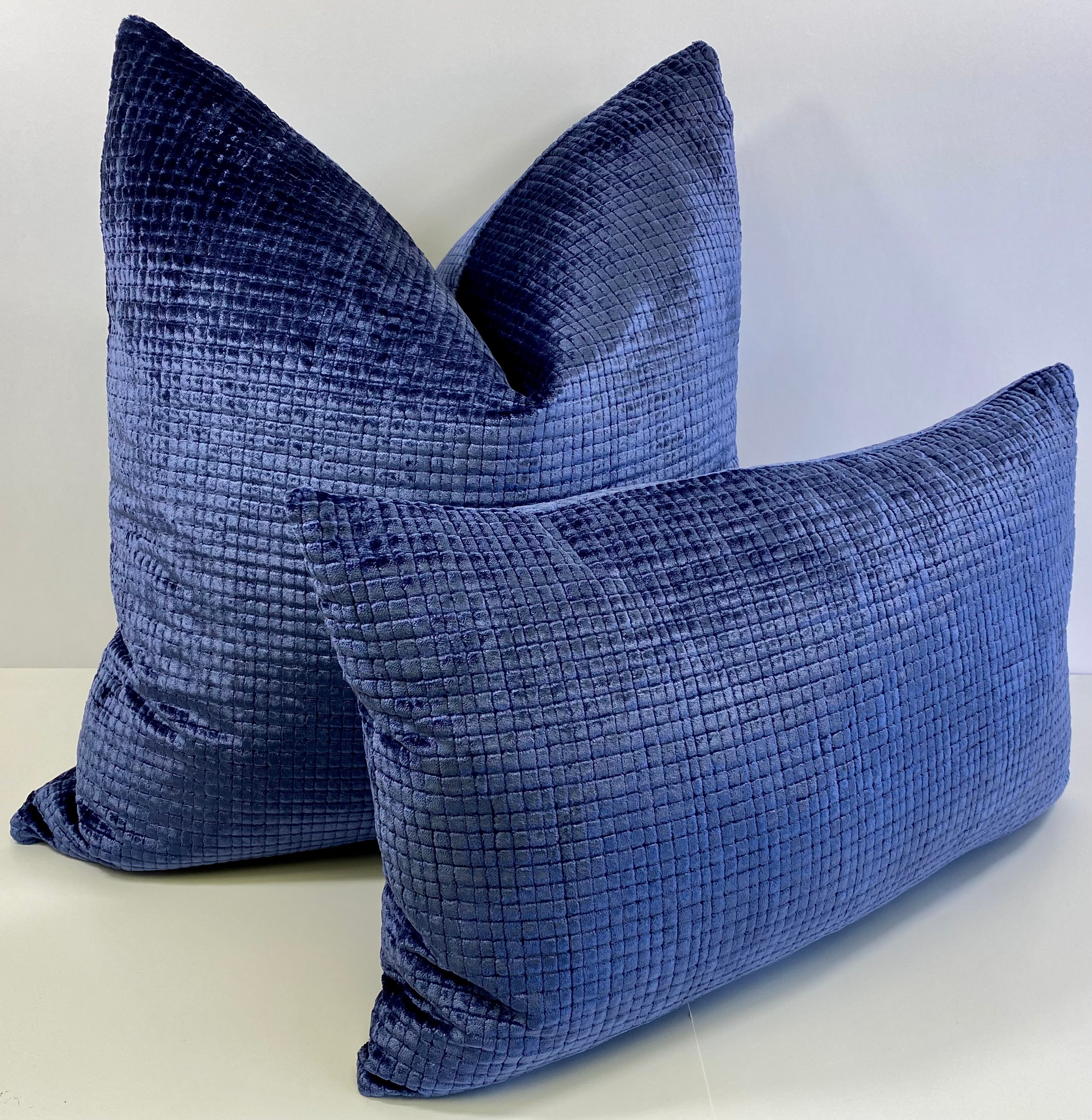 Luxury Pillow - 24" x 24" - Opulence Midnight Small Squares Woven In A Thick Chenille