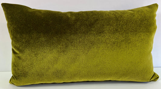 Luxury Lumbar Pillow - 24" x 14" -Moss Lumbar-Mohair; Lovely moss green thick mohair with a lovely lustre