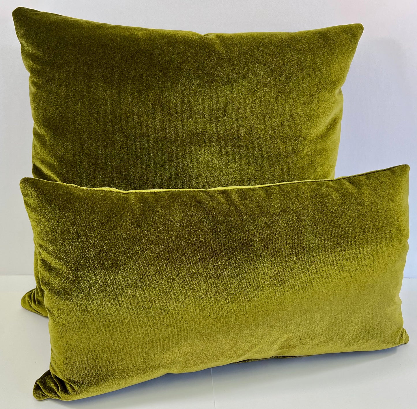 Luxury Lumbar Pillow - 24" x 14" -Moss Lumbar-Mohair; Lovely moss green thick mohair with a lovely lustre