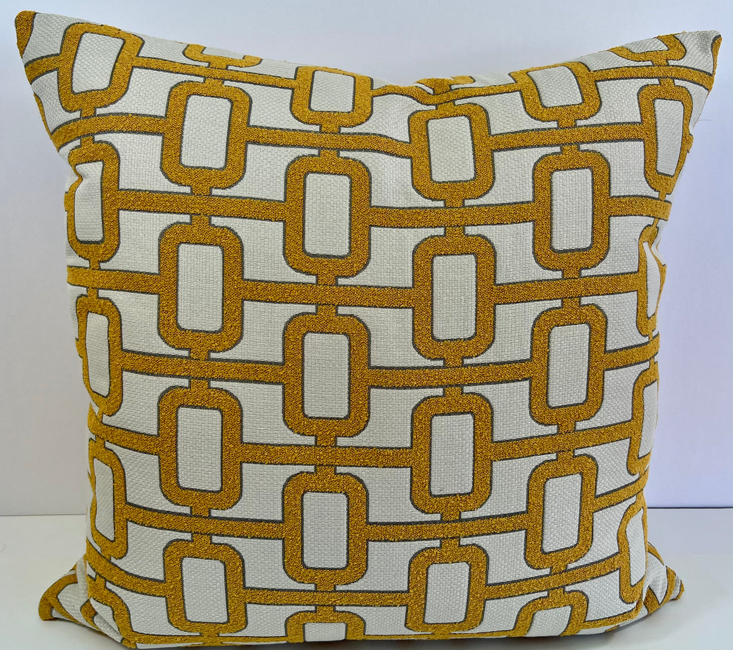 Luxury Pillow - 24” x 24” - Tessellation Marigold;Geometric pattern in  textured marigold and cream color fabric