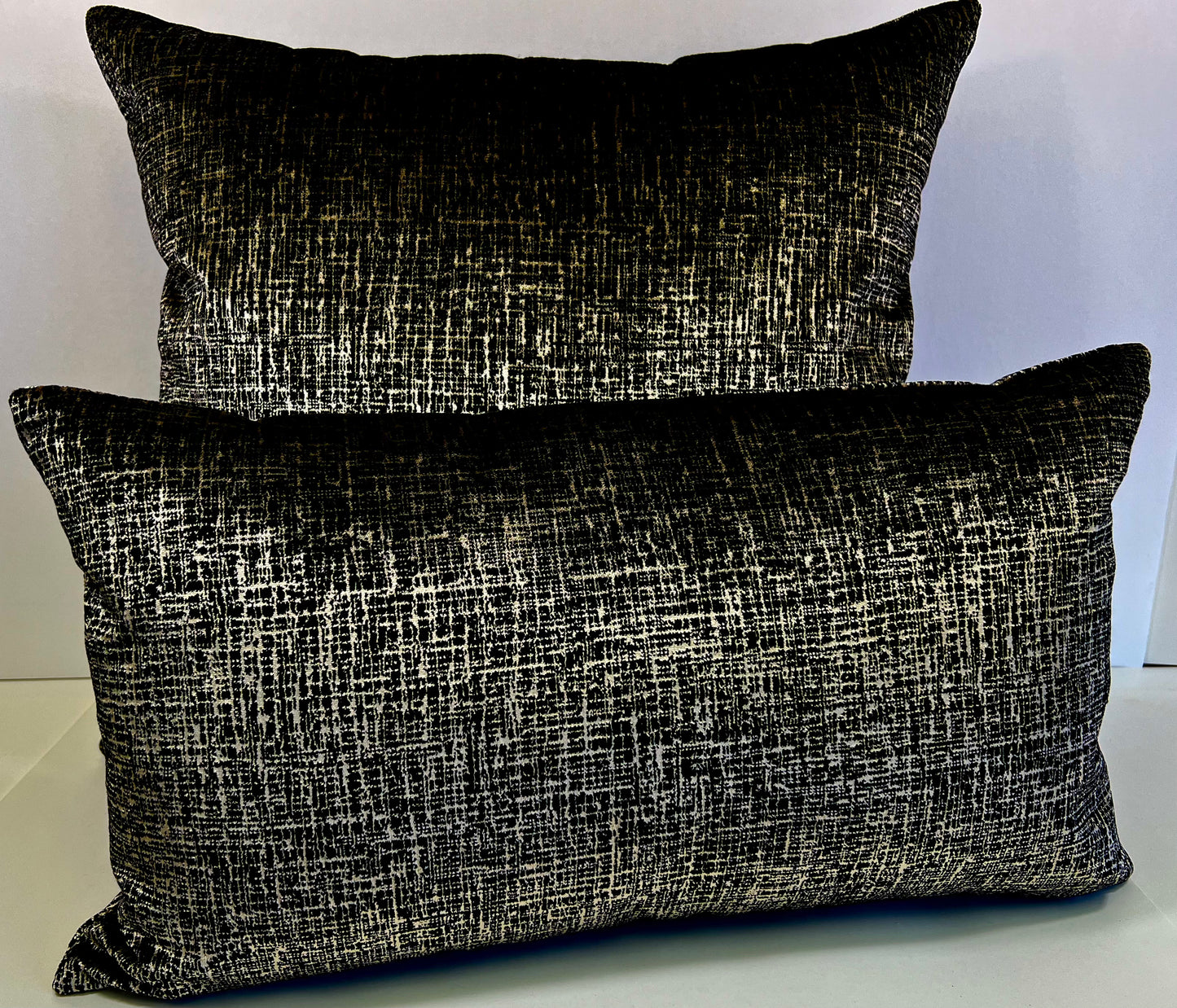 Luxury Pillow - 24” x 24” - Bristol; Black and champagne velvet