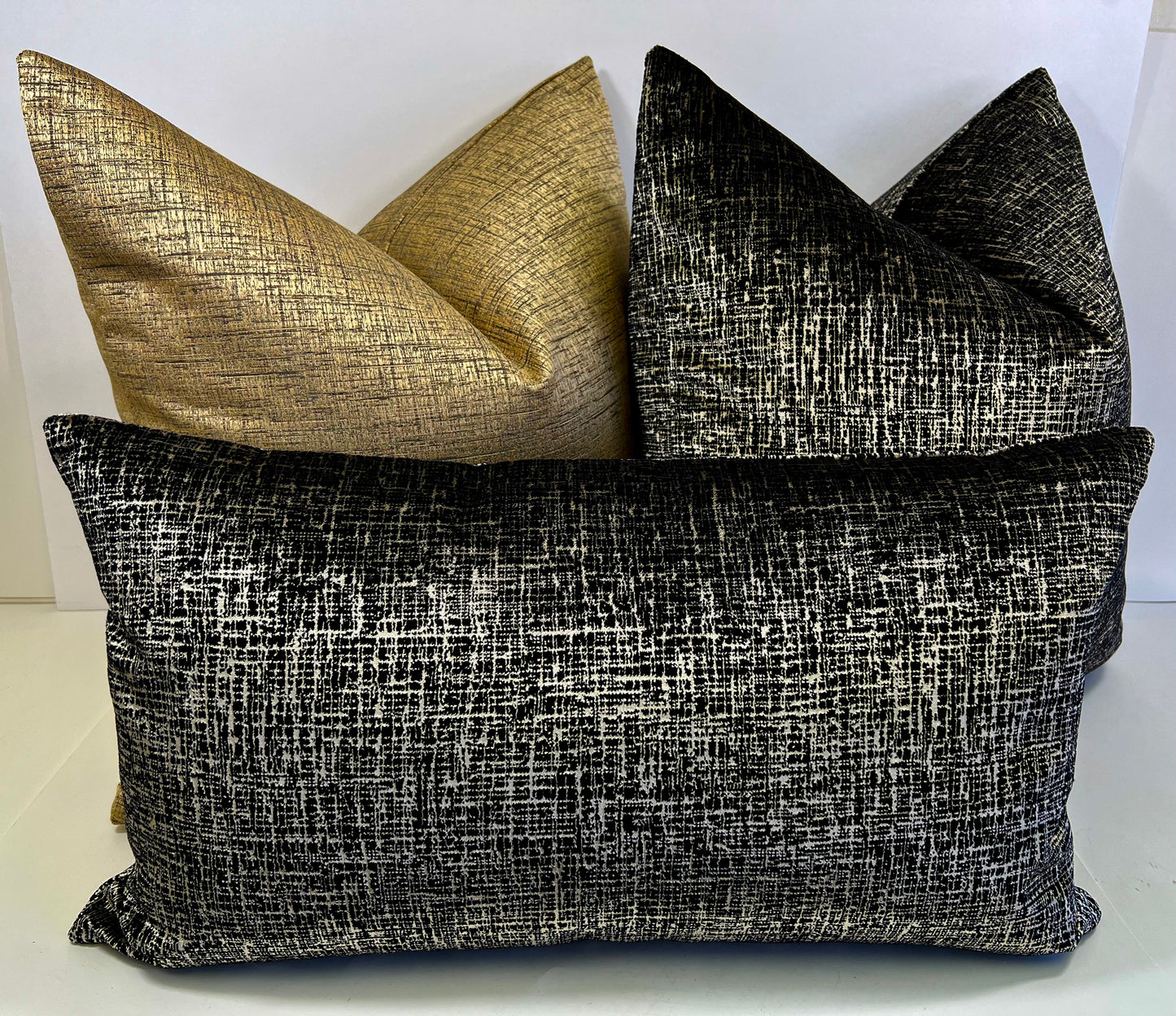 Luxury Pillow - 24” x 24” - Bristol; Black and champagne velvet