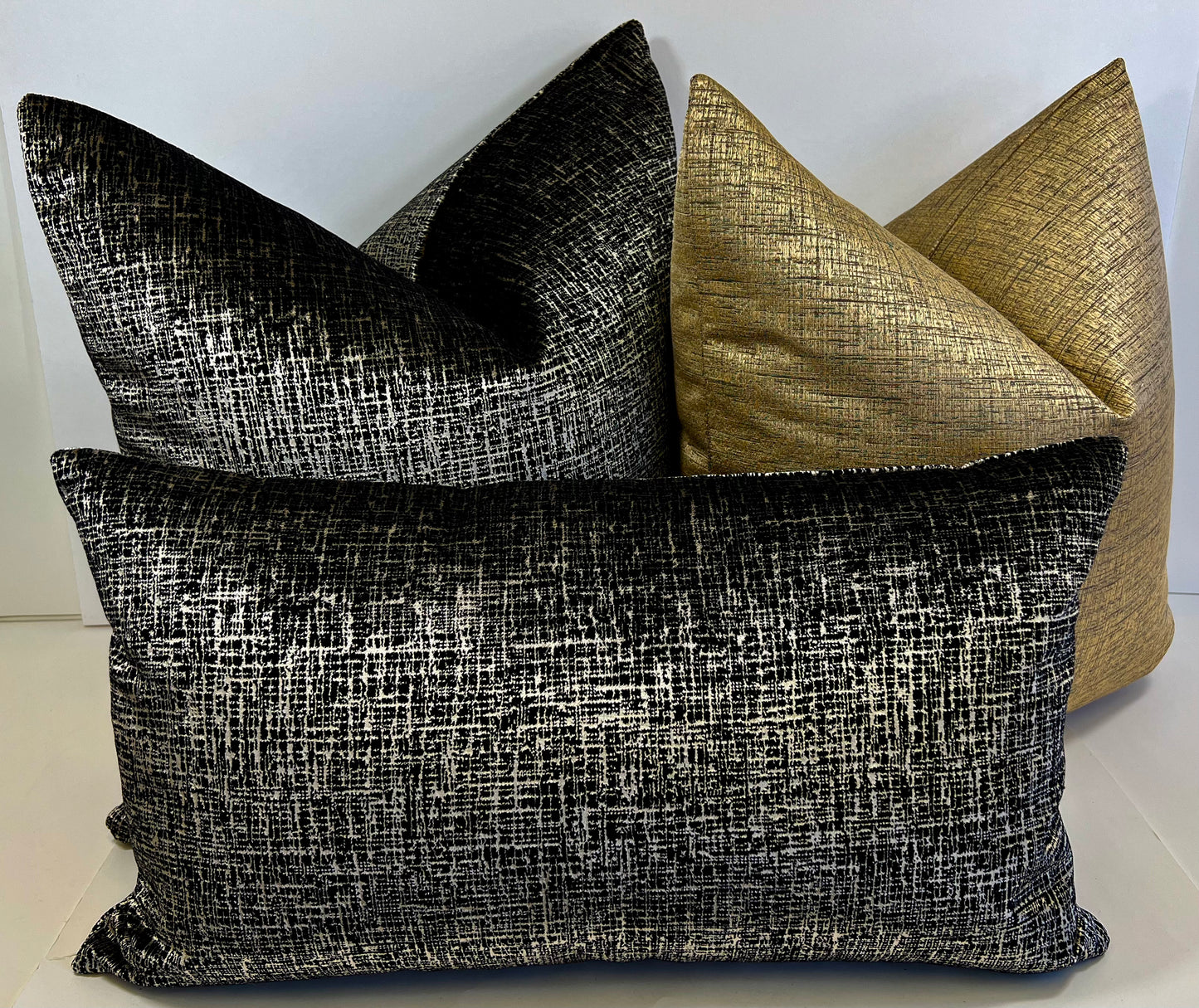 Luxury Pillow - 24” x 24” - Bristol; Black and champagne velvet