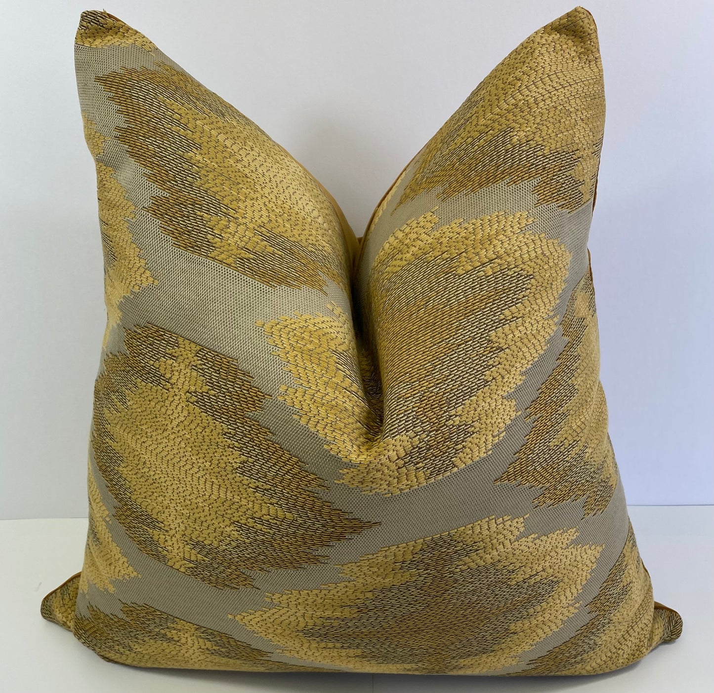 Luxury Pillow -  24" x 24" -  Aztec - Gold; Embroidered in gold, bronze and pewter