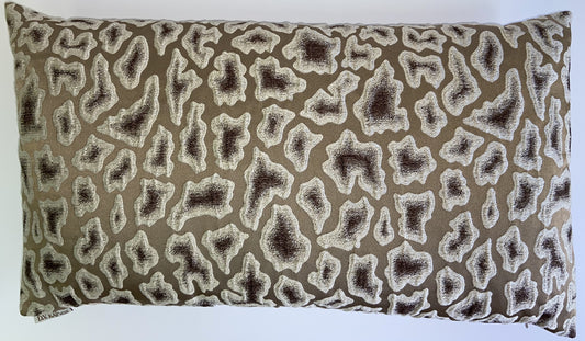 Luxury Lumbar Pillow - 24" x 14" - Cabenet Oyster; Sand & taupe color animal print chenille