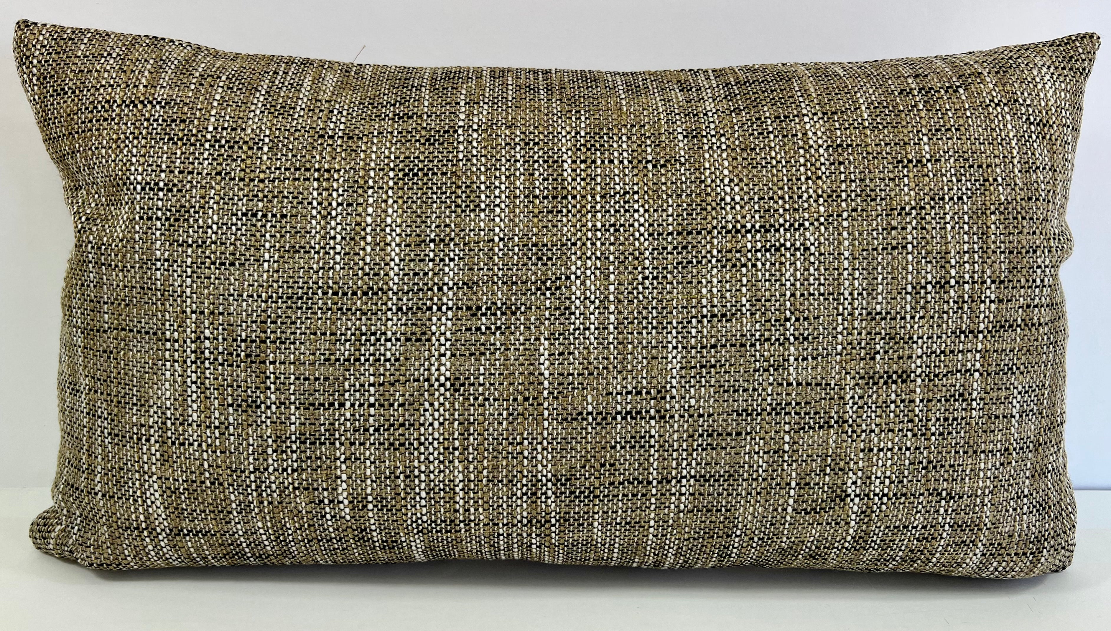 Luxury Pillow - 24" x 24" - Grasscloth Granite A Weave Of Browns Blacks And Ivory