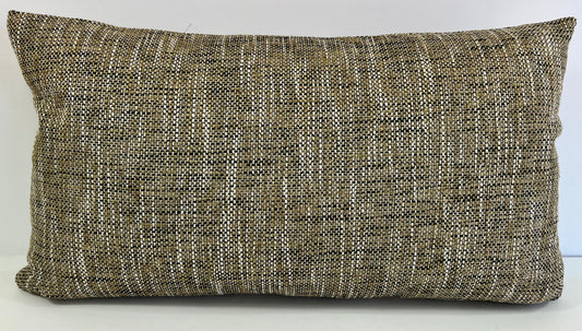 Luxury Lumbar Pillow 24” x 14” - Grasscloth Granite; A weave of browns, blacks and ivory