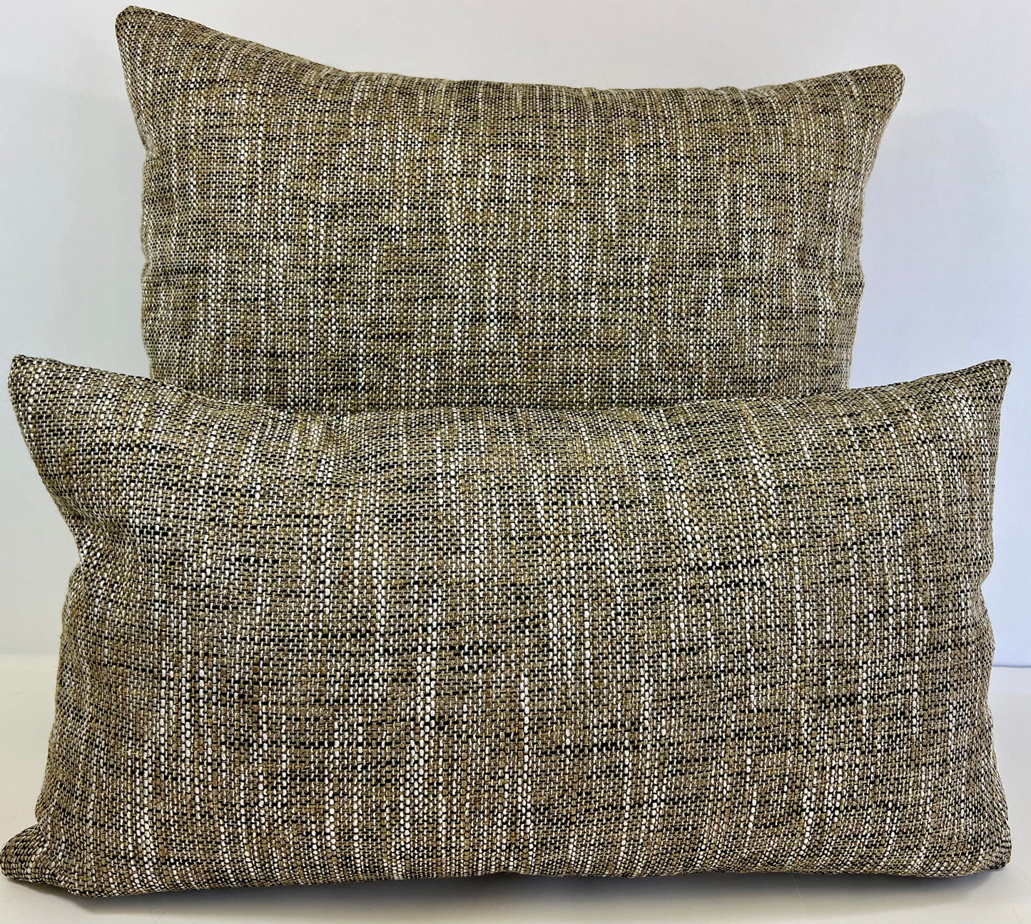 Luxury Pillow 24” x 24” - Grasscloth Granite; A weave of browns, blacks and ivory