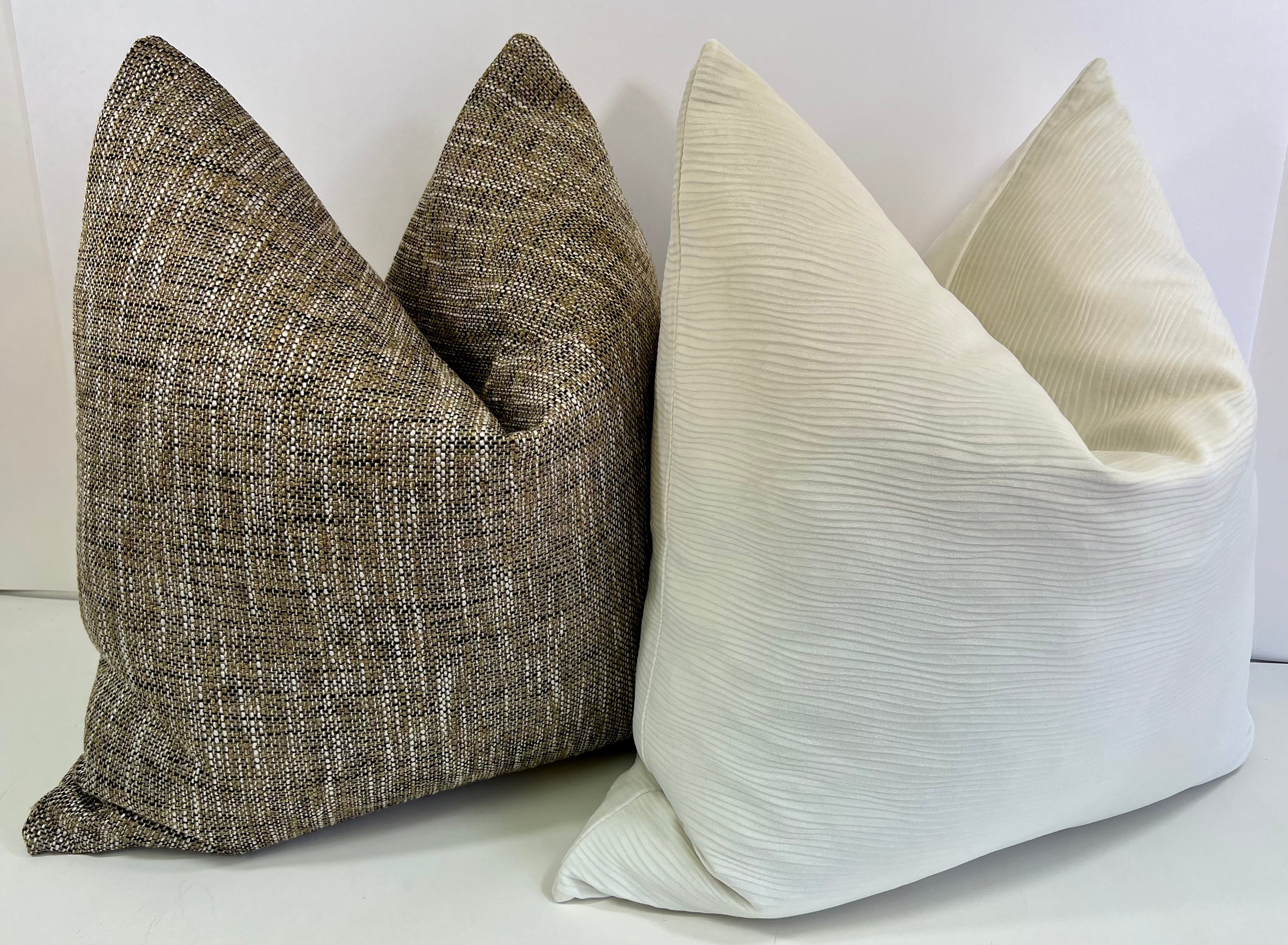 Luxury Pillow - 24" x 24" - Grasscloth Granite A Weave Of Browns Blacks And Ivory