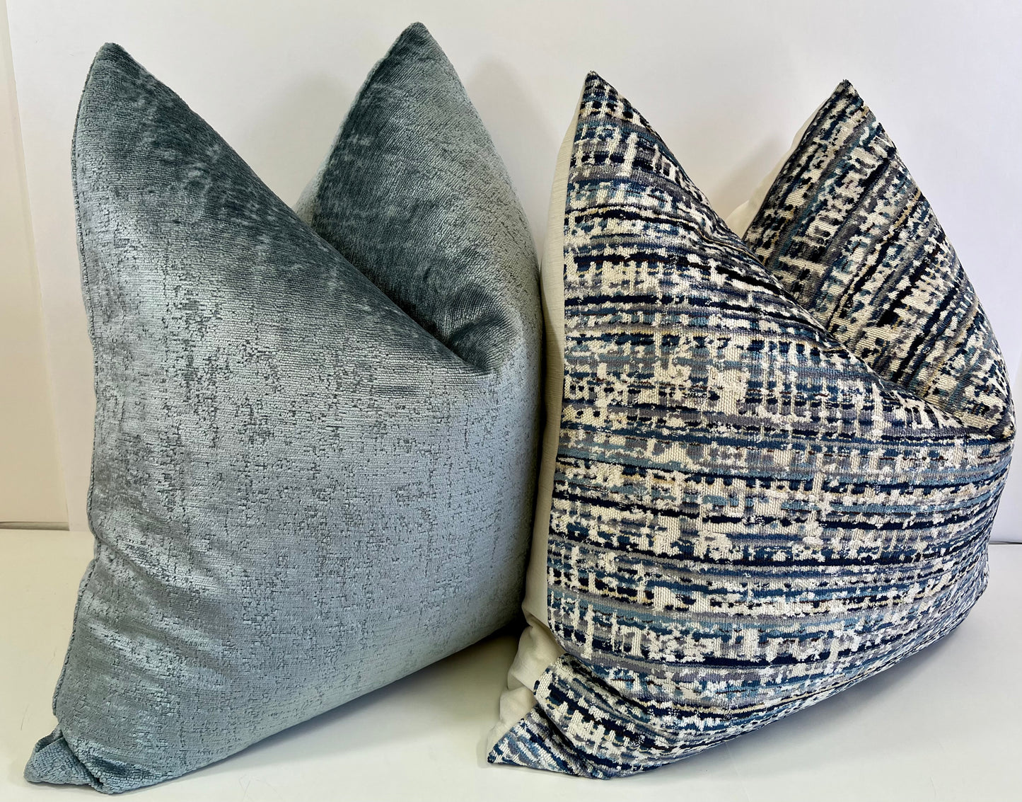 Luxury Pillow -  24" x 24" -  Hamlet-Mist; Soft blue textural pillow