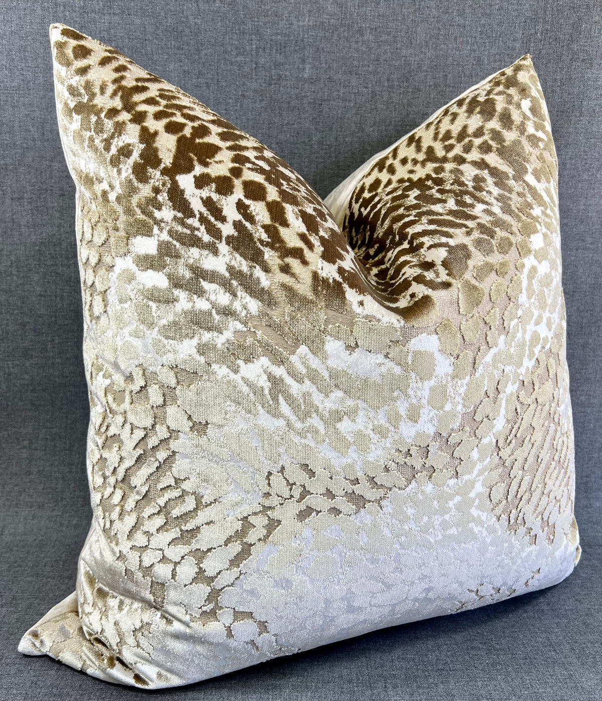 Luxury Pillow – 24" × 24" – Flirty Gilt | Cut Velvet Gold – Kim Melrose ...