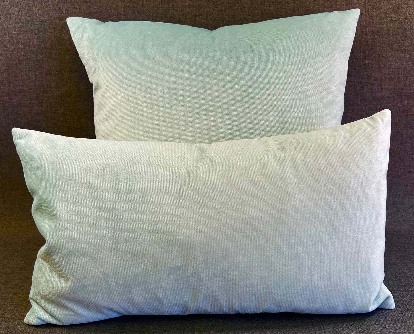 Luxury Pillow -  24" x 24" -  Belvedere-Mist; Pale blue/green colored velvet