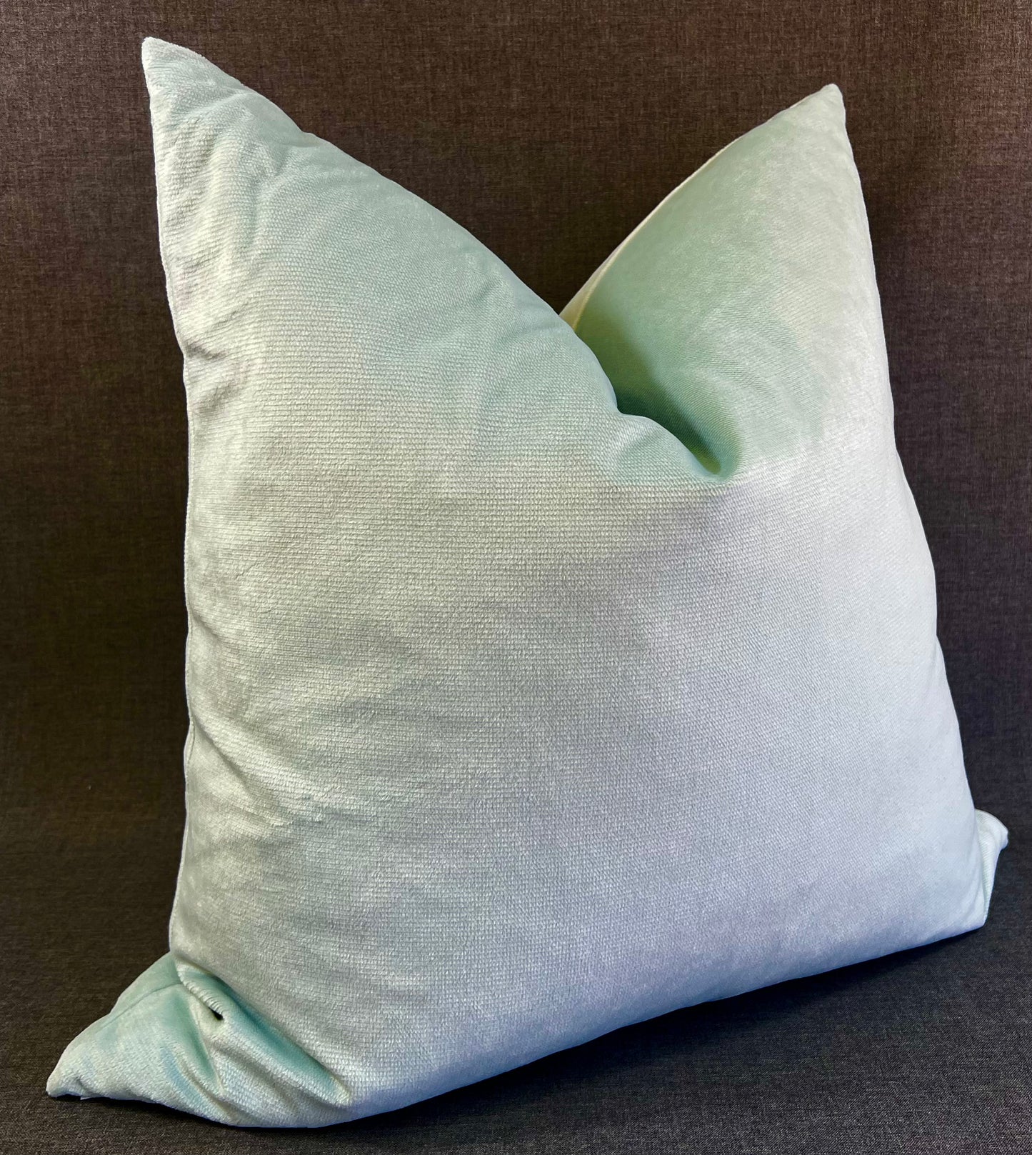 Luxury Pillow -  24" x 24" -  Belvedere-Mist; Pale blue/green colored velvet