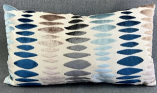 Luxury Lumbar Pillow - 24" x 14" - Prospero-Mineral; Velvet patches with a cream background