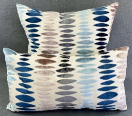 Luxury Lumbar Pillow - 24" x 14" - Prospero-Mineral; Velvet patches with a cream background