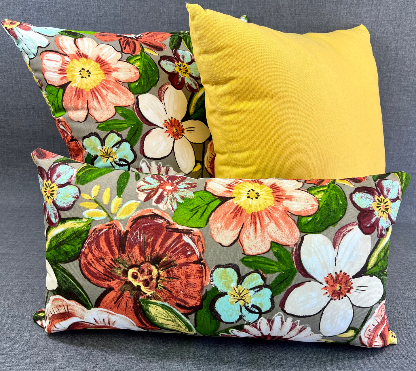 Luxury Outdoor Pillow - 22" x 22" - Tangiers-Sunshine; Sunbrella, or equivalent, fabric with fiber fill