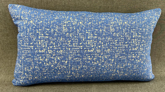 Luxury Pillow - 24" x 14" - Summer Sky Lumbar-Blue; Bright blue textured fabric over a cream background with the back a cream texture over a blue background