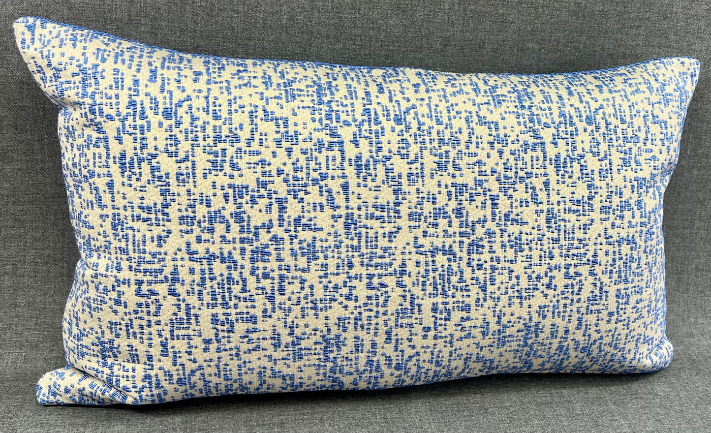 Luxury Pillow - 24" x 14" - Summer Sky Lumbar-Blue; Bright blue textured fabric over a cream background with the back a cream texture over a blue background