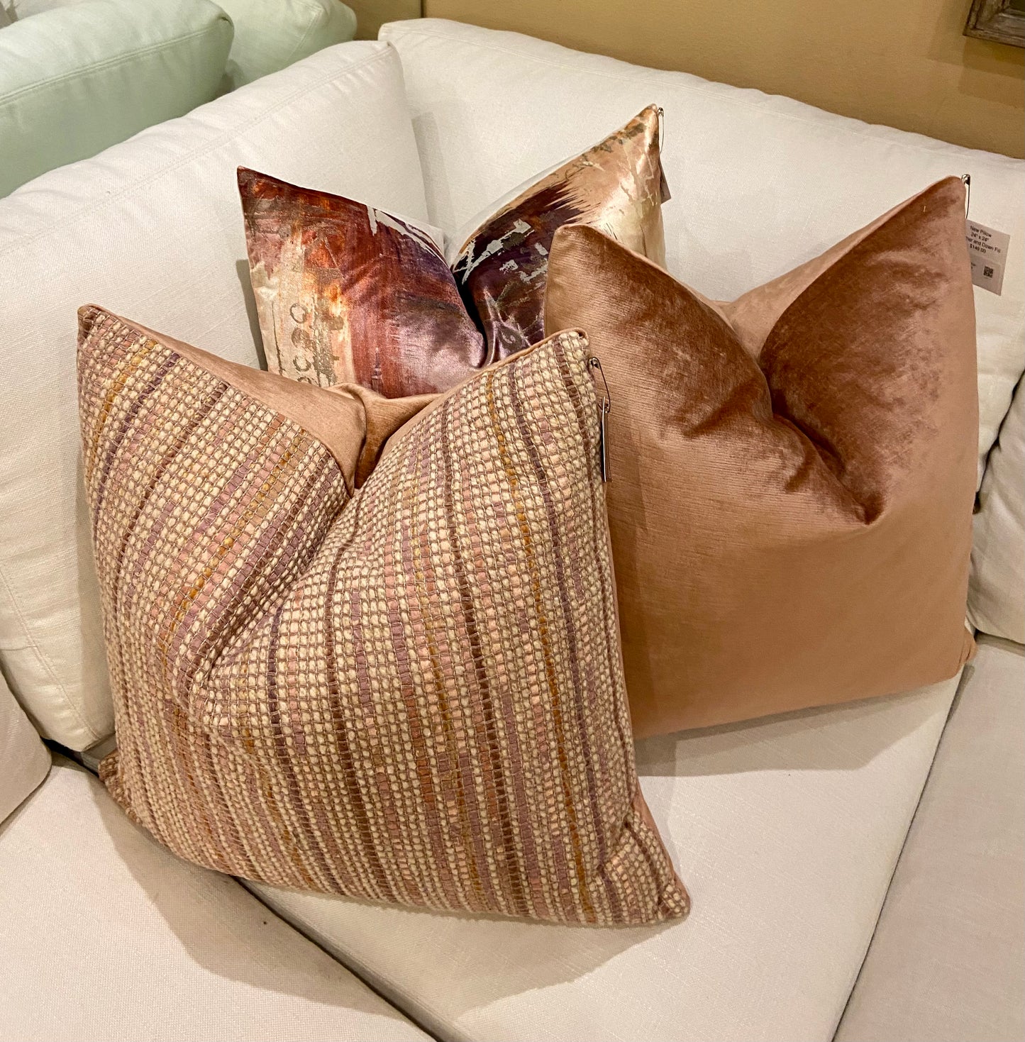 Luxury Pillow -  24" x 24" -  Madison Club - Ribbon Rose; Ribbons of wool and cotton