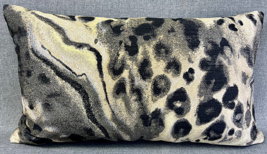 Luxury Lumbar Pillow - 24" x 14" - Ellia's Eye Lumbar-Golds & Black in an abstract animal print design