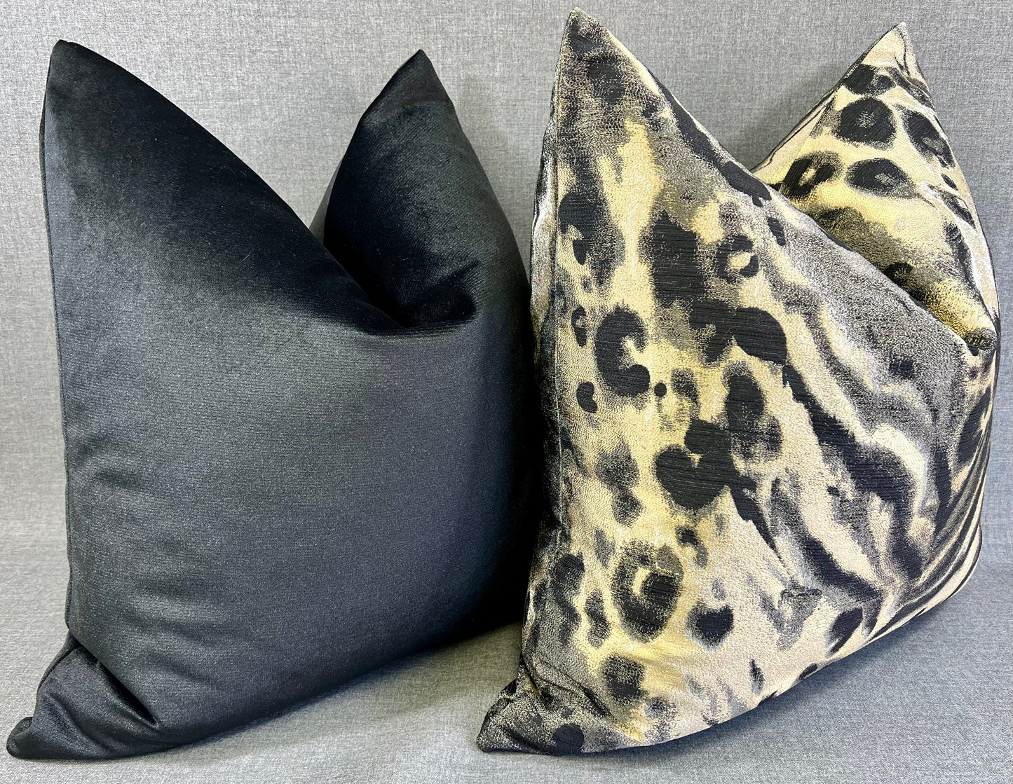 Luxury Pillow - 24" x 24" - Ellia's Eye Lumbar-Golds & Black in an abstract animal print design