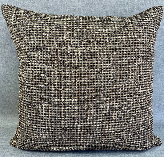 Luxury Pillow -  24" x 24" -  Uptown Evening; Black, Gold and Brown on tweed textured fabric