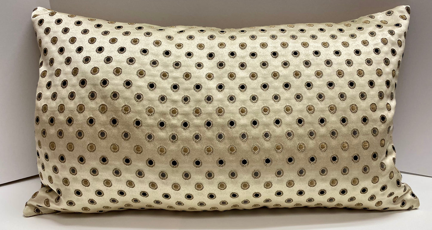 Luxury Lumbar Pillow - 24" x 14" - Desert Jewel Lumbar; Black and Tan spots on a lush pearl base