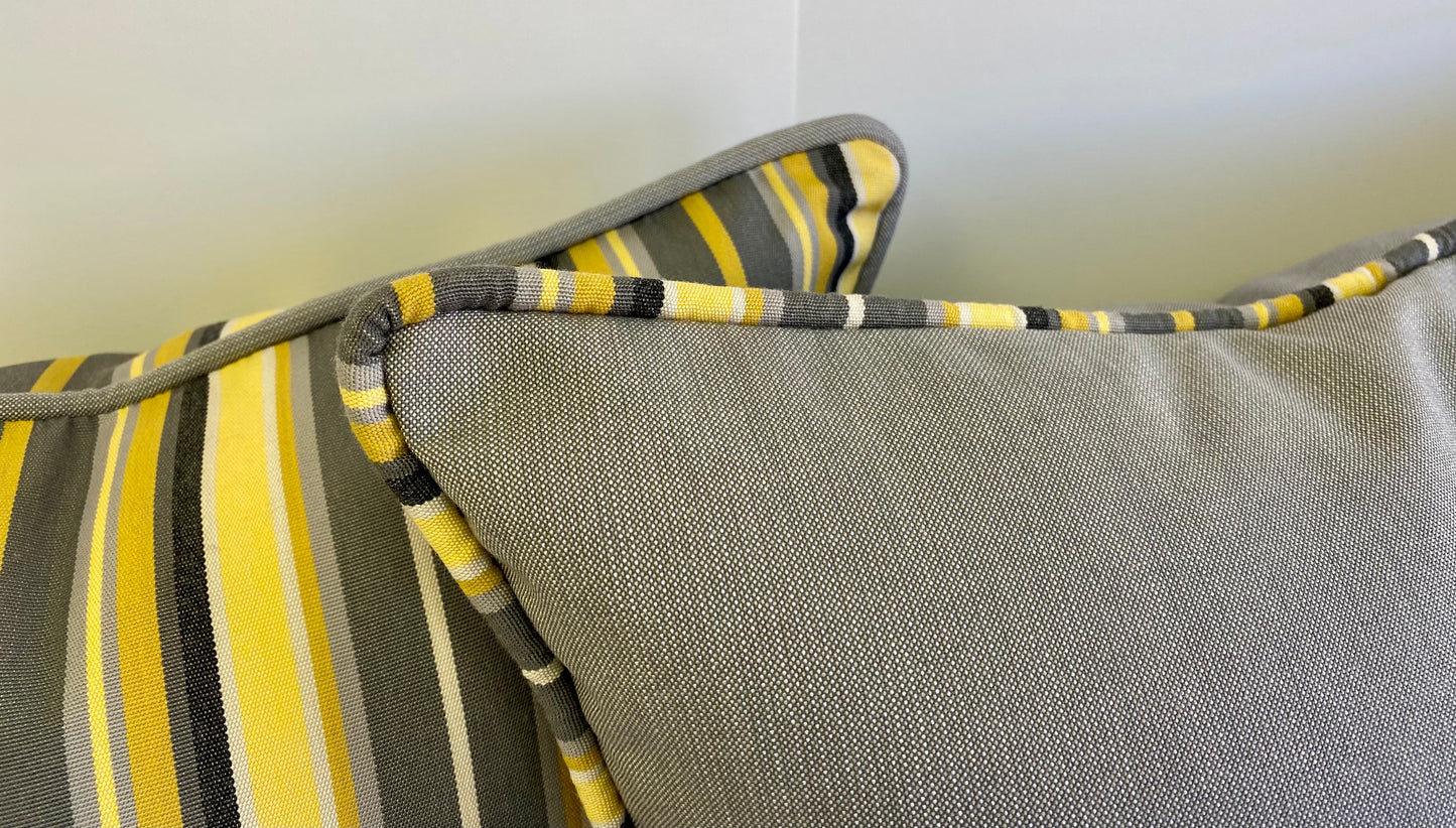 Luxury Outdoor Pillow - 22" x 22" - Seville - Stripe; Sunbrella, or equivalent, fabric with fiber fill