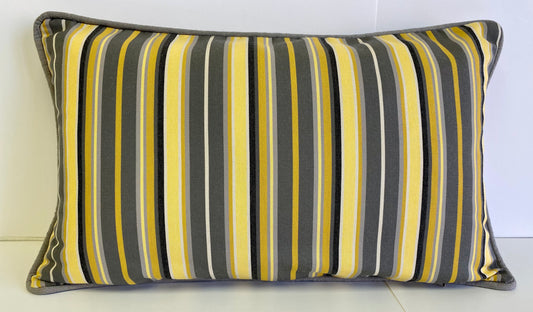 Luxury Outdoor Lumbar Pillow - 22" x 14" - Seville - Stripe; Sunbrella, or equivalent, fabric with fiber fill