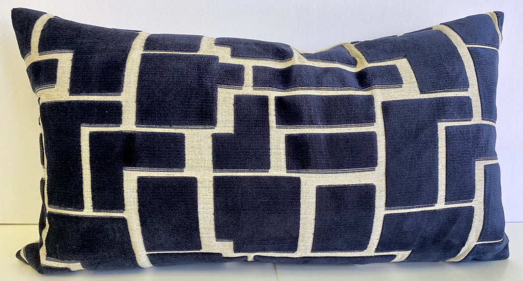 Luxury Lumbar Pillow – 24" × 14" – Aura Navy