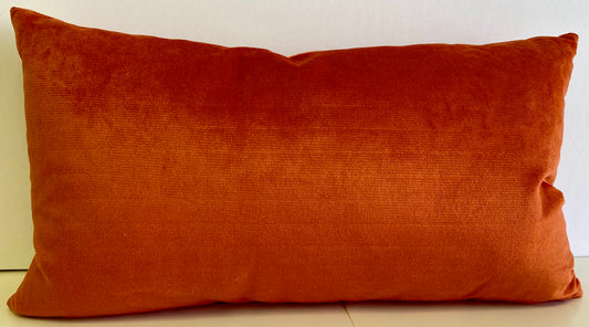 Luxury Lumbar Pillow - 24" x 14" - Belvedere Mango; Bright orange solid in a creamy smooth velvet fabric.Pillow