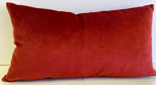 Luxury Lumbar Pillow - 24” x 14” - Belvedere Sangria; Sangria red solid color in a creamy smooth velvet fabric