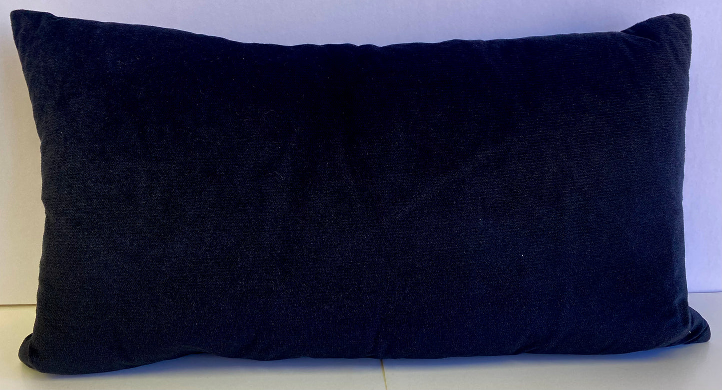 Luxury Lumbar Pillow - 24" x 14" - Belvedere Black; Deep Black solid in a creamy smooth velvet fabric.