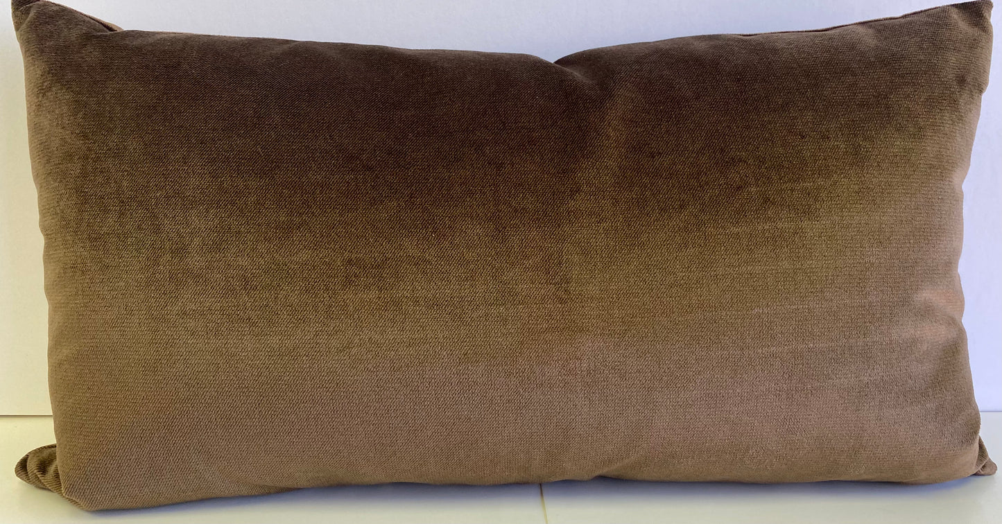 Luxury Lumbar Pillow - 24" x 14" - Belvedere Espresso; Espresso brown solid in a creamy smooth velvet fabric.