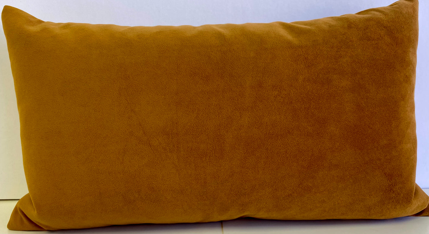 Luxury Lumbar Pillow - 24” x 14” - Bella Cognac; Smooth chenille in a tawny tone