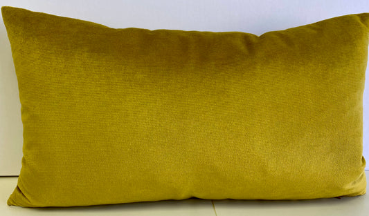 Luxury Lumbar Pillow - 24" x 14" - Belvedere Lumbar-Curry; Yellow chartreuse color solid in a creamy smooth velvet fabric