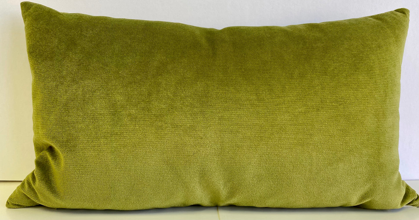 Luxury Lumbar Pillow - 24" x 14" - Belvedere Aloe; Jewel Green solid in a creamy smooth velvet fabric.