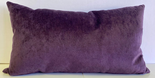 Luxury Lumbar Pillow - 24” x 14” - Belvedere Amethyst; Amethyst Purple solid in a creamy smooth velvet fabric