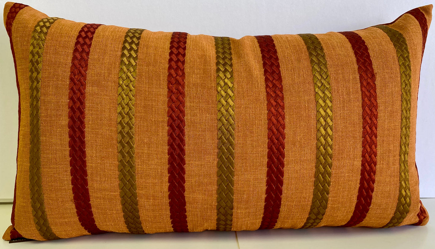 Luxury Lumbar Pillow - 24" x 14" - Cheverny Lumbar-Flame; Orange, red and gold