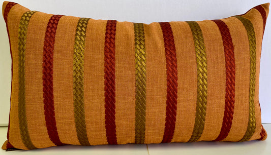 Luxury Lumbar Pillow - 24" x 14" - Cheverny Lumbar-Flame; Orange, red and gold