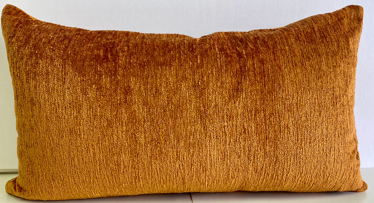 Luxury Lumbar Pillow - 24" x 14" - Cuddle Lumbar-Spice; a cognac chenille fabric that just glows