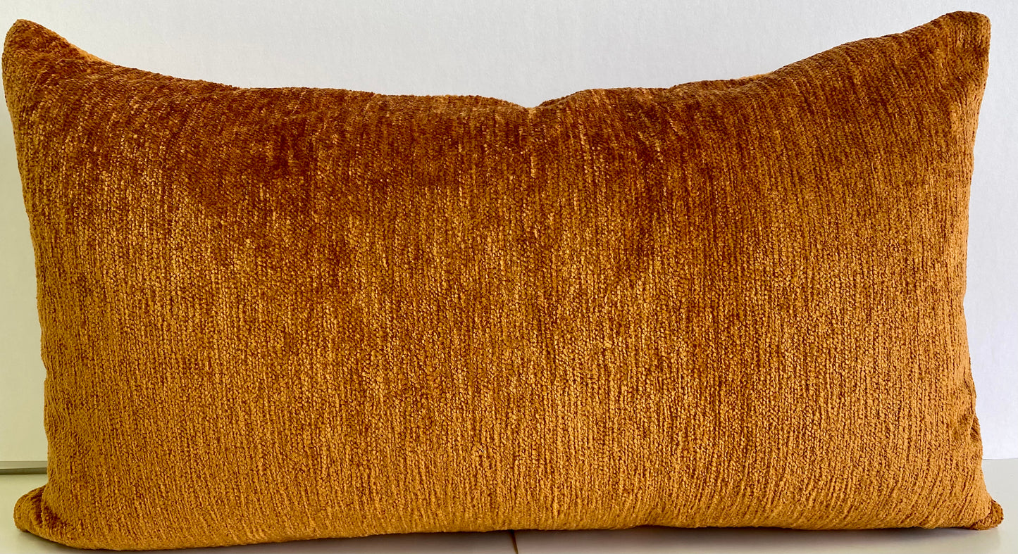 Luxury Lumbar Pillow - 24" x 14" - Cuddle Lumbar-Spice; a cognac chenille fabric that just glows