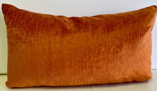 Luxury Lumbar Pillow - 24" x 14" - Empress Casandra; Orange chenille woven into a striate