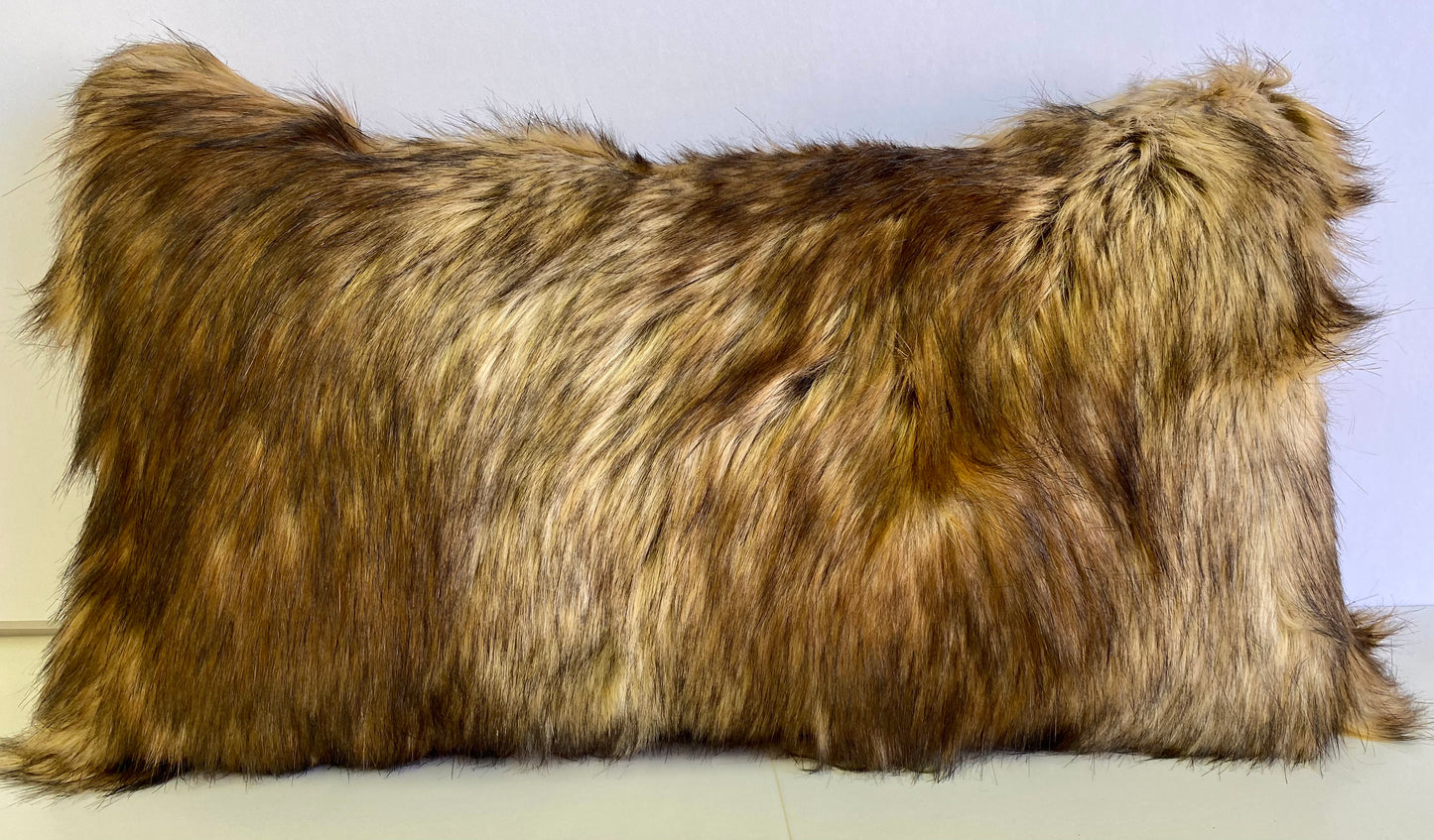 Luxury Lumbar Pillow - 24" x 14" -  Gold Wolf; Faux Fur