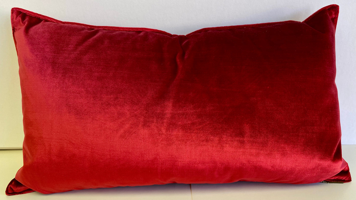 Luxury Lumbar Pillow - 24" x 14" - Iridescence Lumbar Double Front-Ruby, Rick ruby red lush velvet