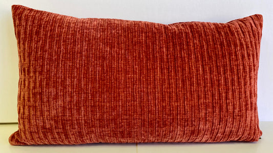 Luxury Lumbar Pillow - 24" x 14" - Lift - Pepper; A horizontal self striped soft textured fabric in tomato red.