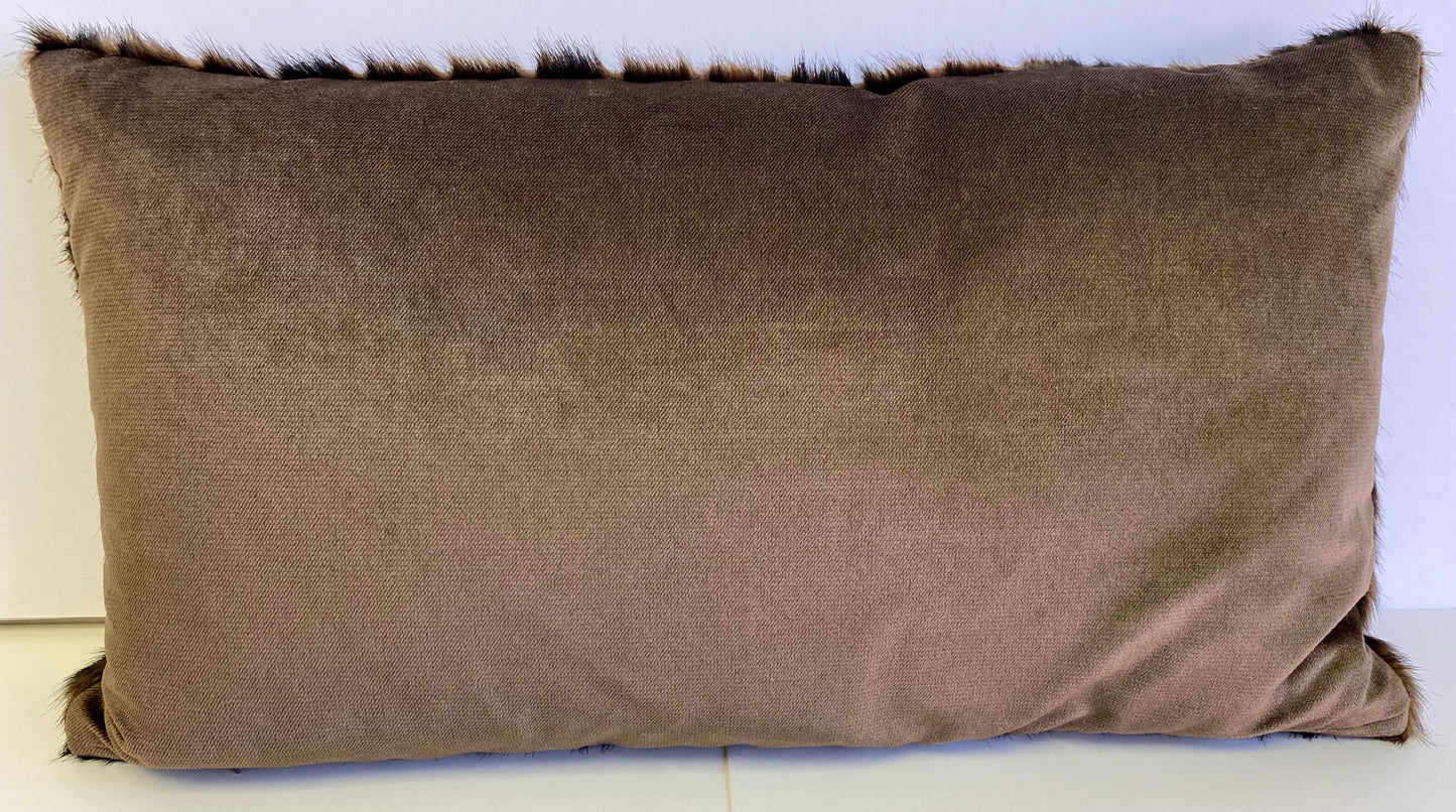 Luxury Lumbar Pillow - 24" x 14" - Mod Lumbar-Mink; Shimming faux fur