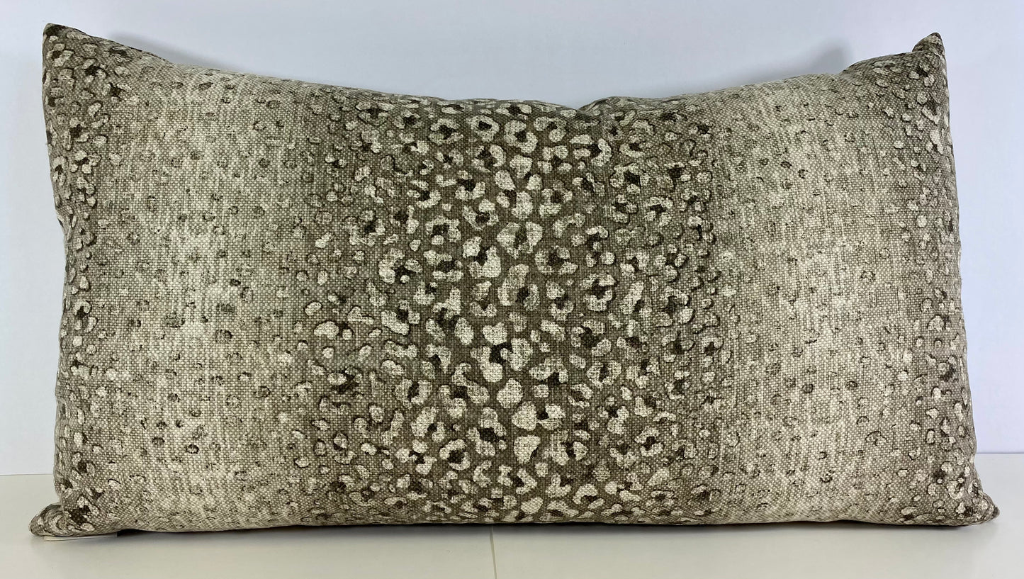 Luxury Lumbar Pillow - 24" x 14" - Nala Lumbar-Mushroom; Animal style print in grey brown