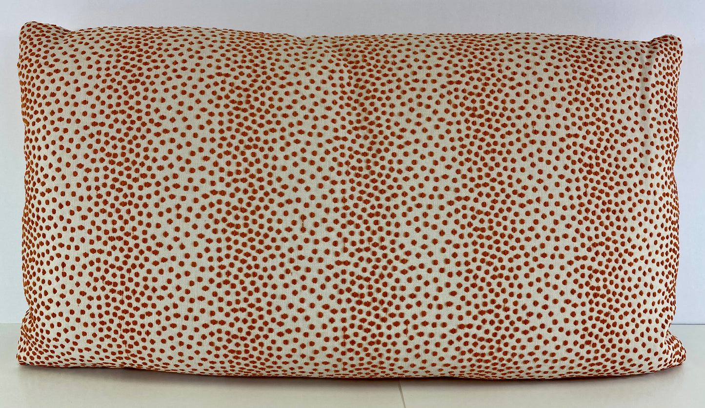 Luxury Lumbar Pillow - 24" x 14" -  Plaything Persimmon; Woven dots in both random and stripes.