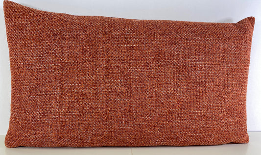 Luxury Lumbar Pillow - 24" x 14" Prelude Lumbar-Papaya; Textural weave of terracotta & wheat color